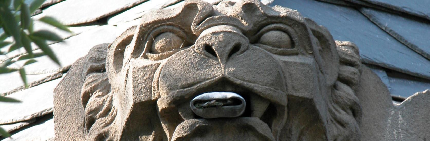 Header Garnisonkirche Oldenburg Löwenkopf Wasserspeier am Dachfries
