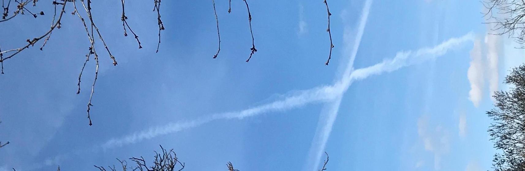 Header Wort der Zuversicht weißes Kreuz am blauen Himmel